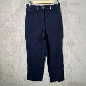 St John Sport Pants Women Size 4 Straight Leg Navy Blue Casual USA Vintage *FLAW
